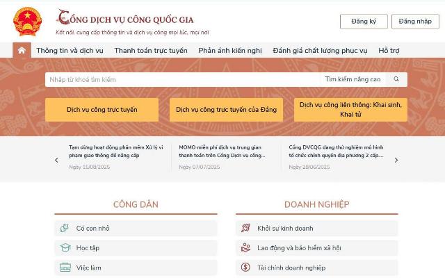 Tìm tên chủ xe bằng dịch vụ công quốc gia